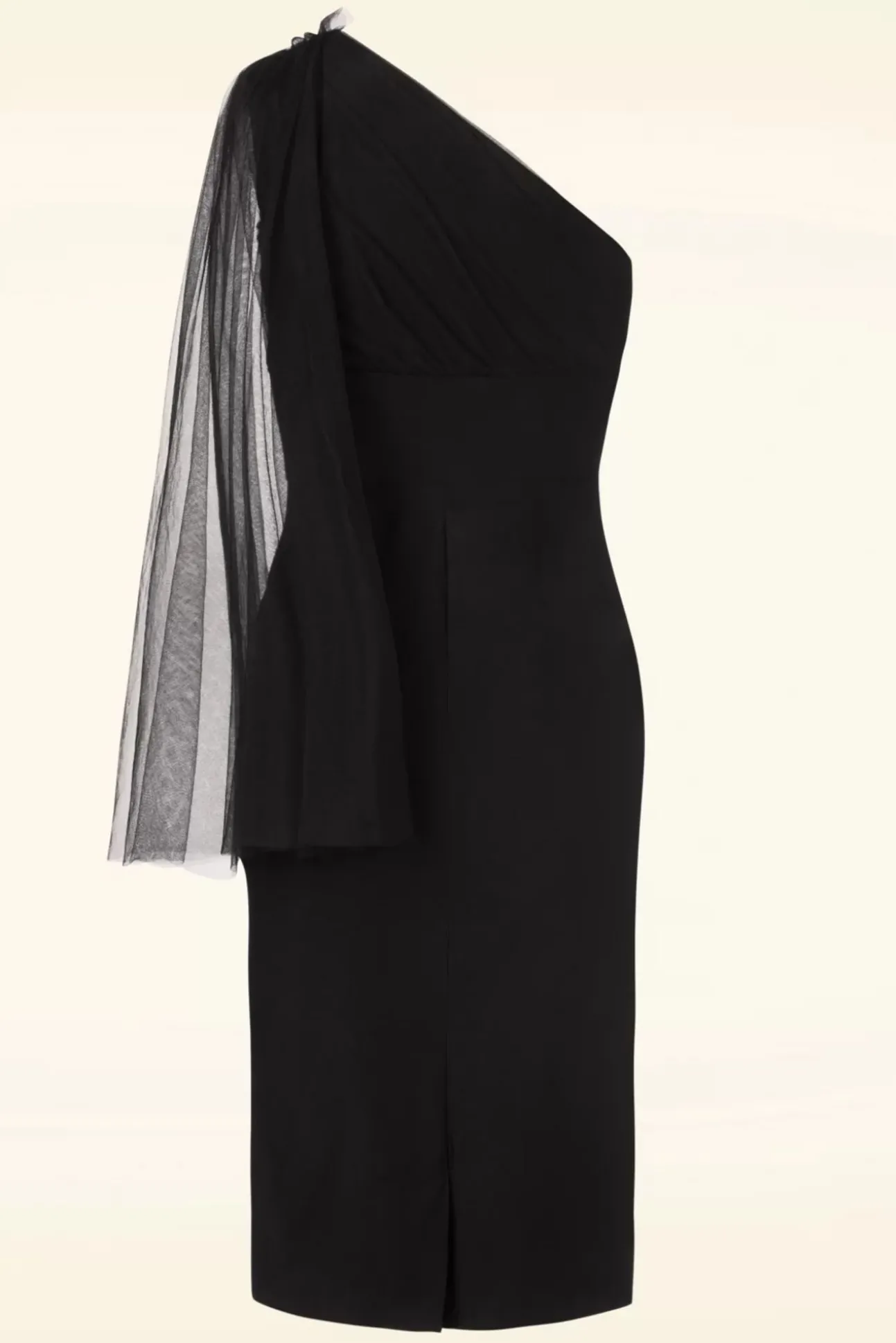 Sabrina Beaded Tulle Sash Pencil Jurk In Zwart