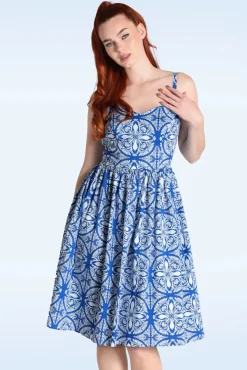 Sicily Swing Jurk In Blauw En Wit