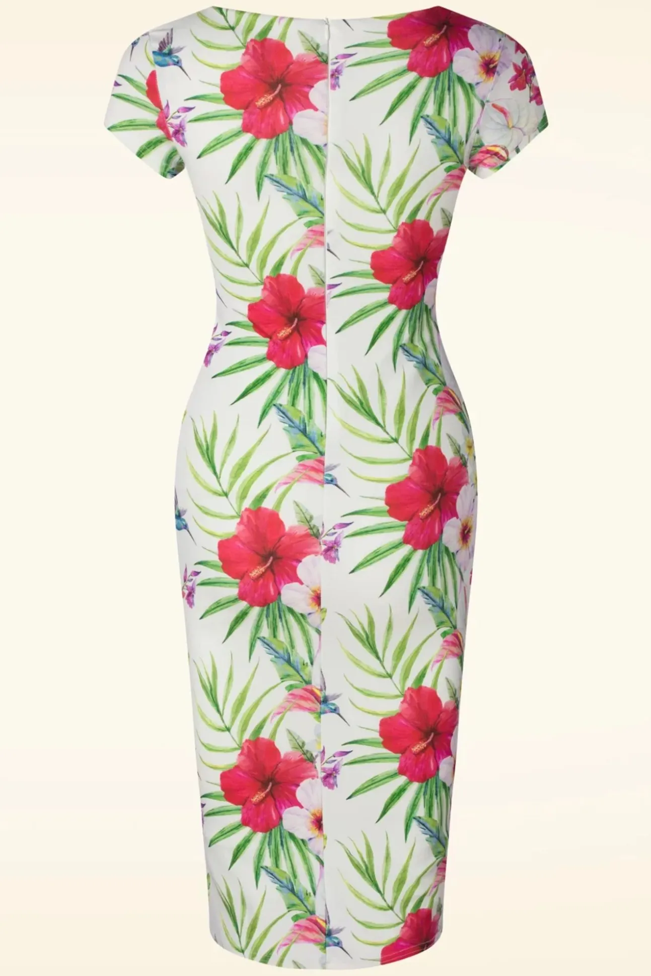 Tanya Tropical Pencil Jurk In Wit