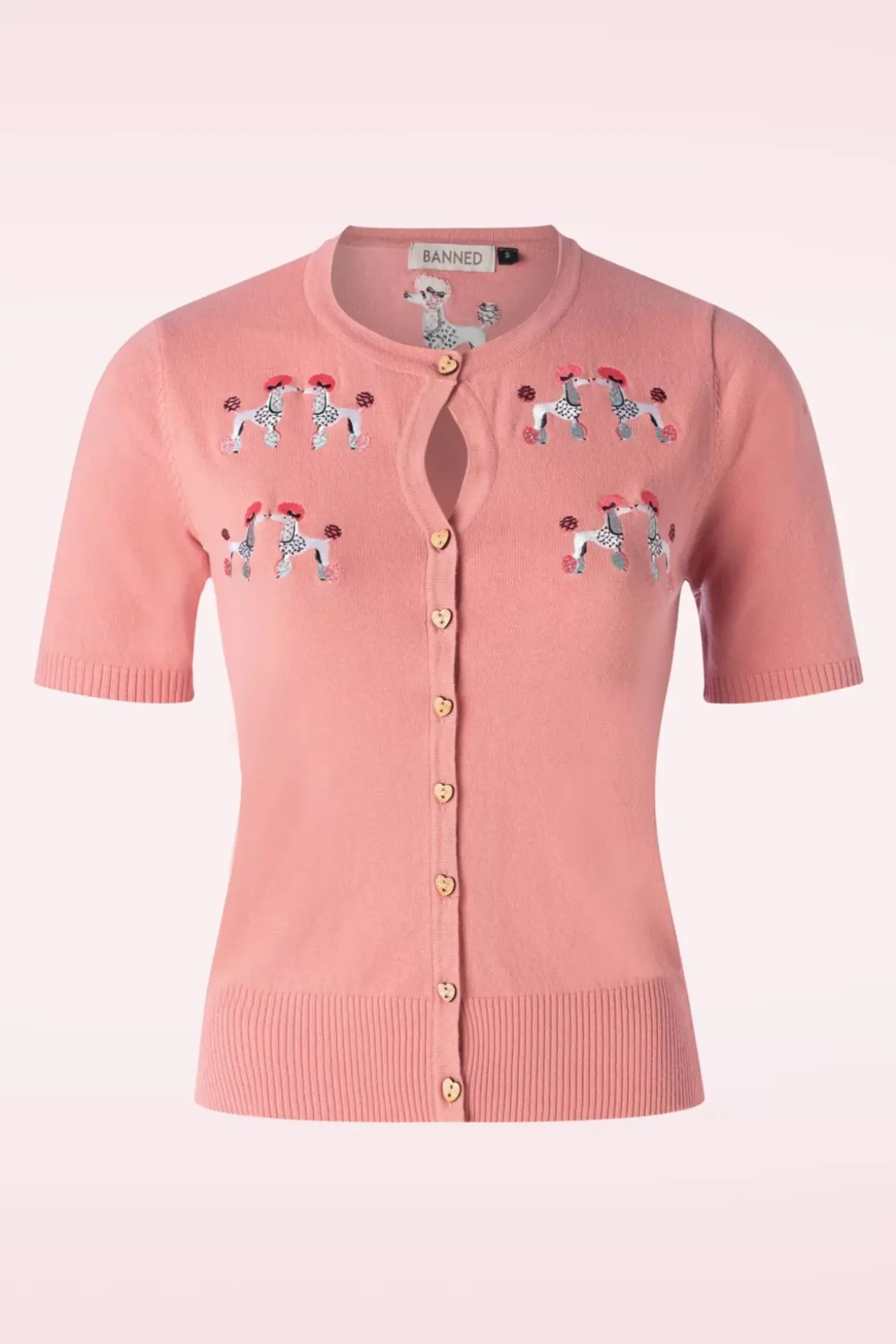 The Kissing Poodles Cardigan In Roze
