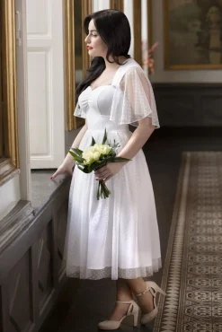 Topvintage Exclusive ~ Holly Bridal Swing Jurk In Wit