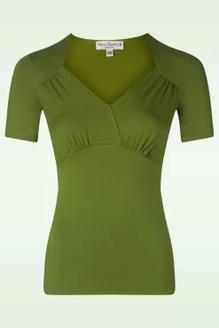 Tricot Sweetheart Top In Luxe Olijfgroen