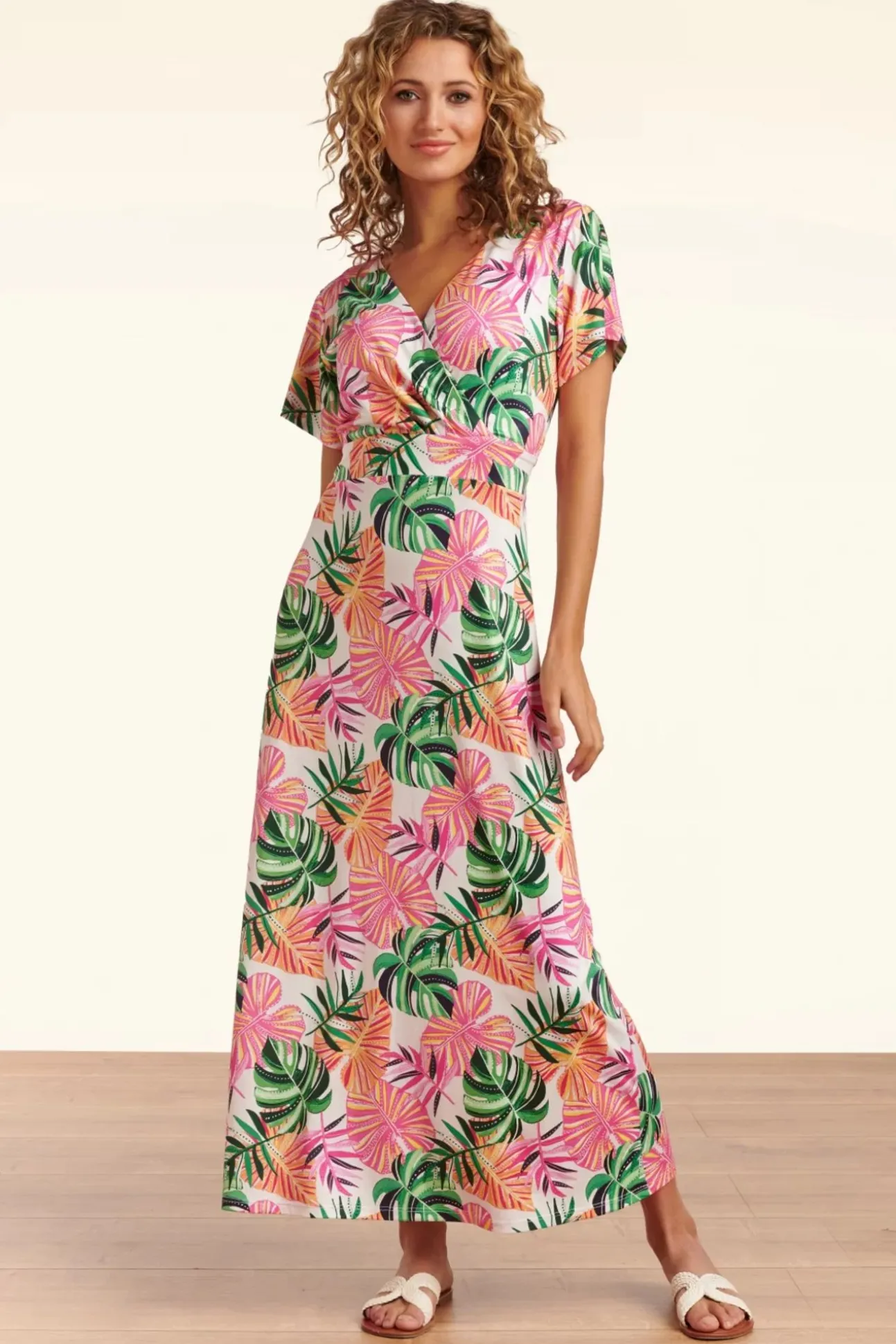 Tropische Maxi Jurk In Wit