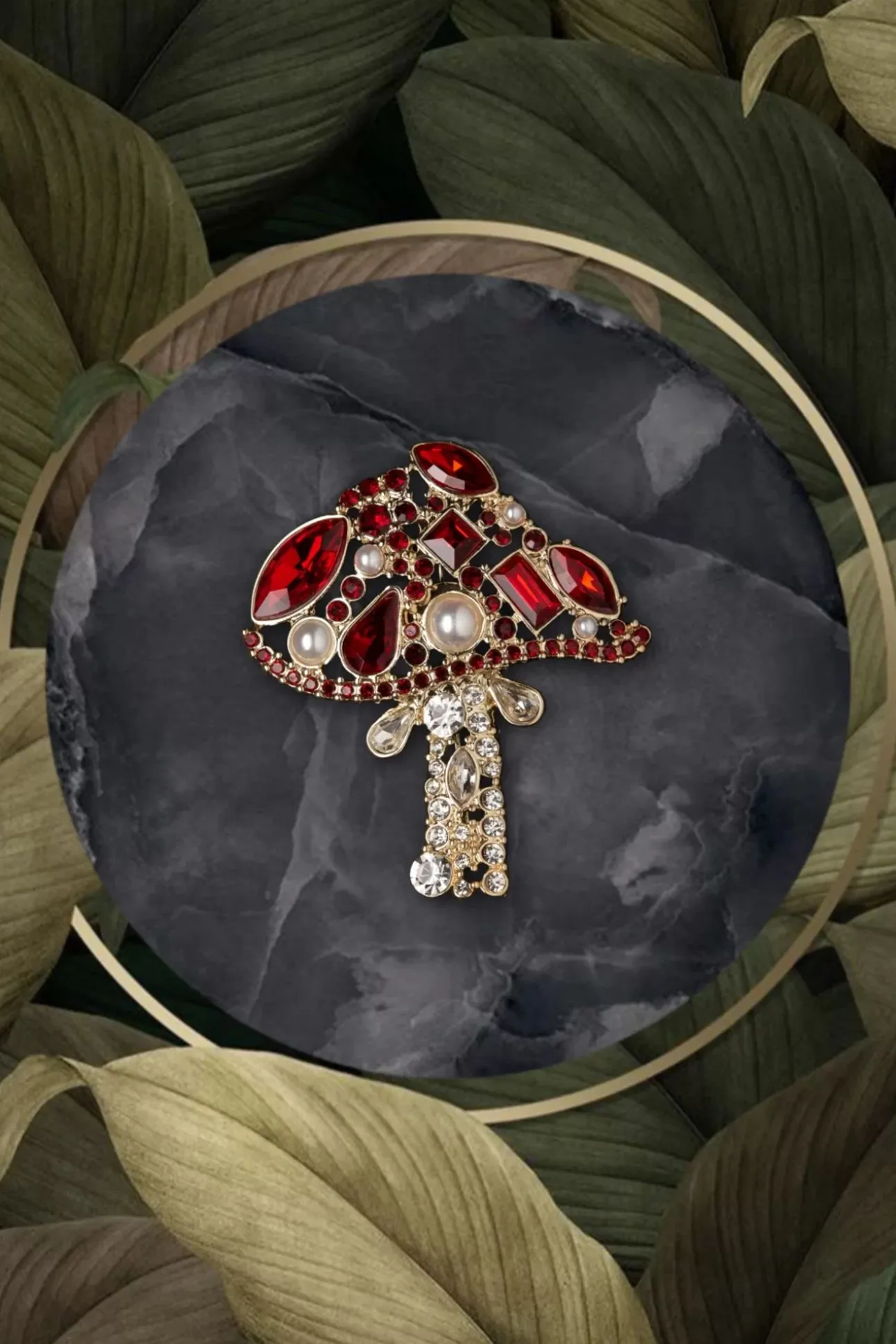 Well Spotted Stone Set Crystal Broche