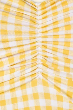 Zomer Gingham Badpak Uit Een Stuk In Geel En Wit